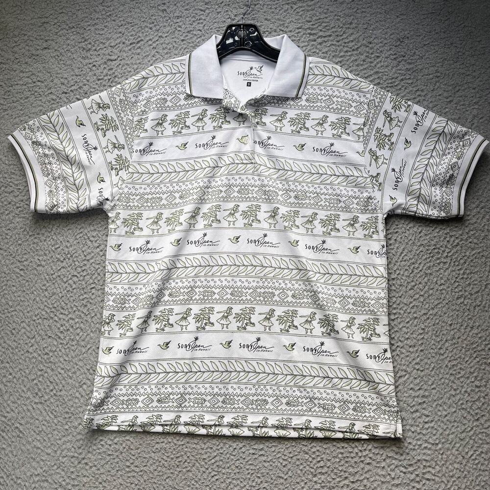 Sony Open Polo Shirt Mens Small White Hawaii Short Sleeve Golf